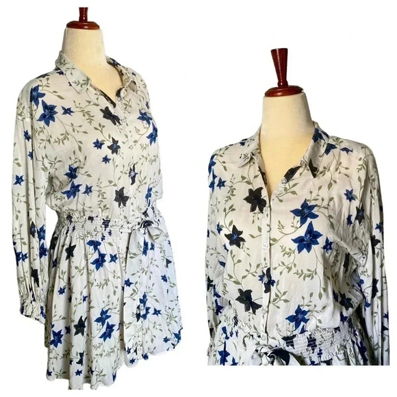 FREE PEOPLE | Lighten Up Tea Combo Floral Print Mini Shift Dress Size M - Picture 8 of 12